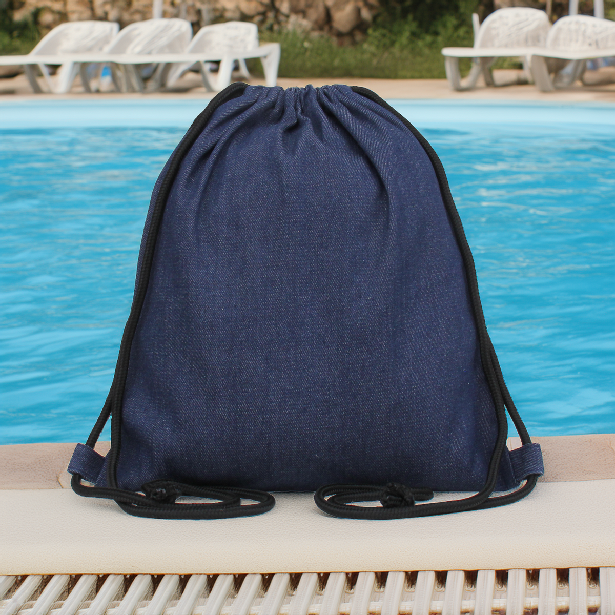 Denim Cinch Drawstring Tote Bag BackPack