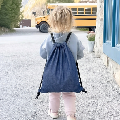 Denim Cinch Drawstring Tote Bag BackPack