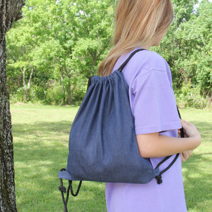 Denim Cinch Drawstring Tote Bag BackPack